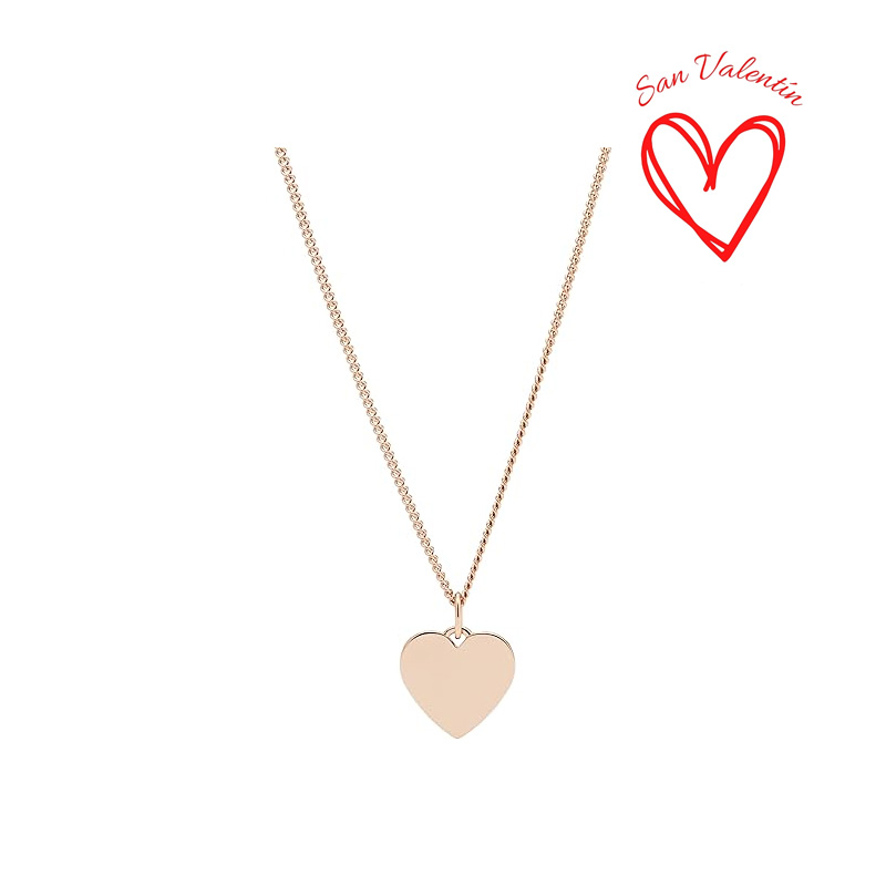 Collar De Cadena Con Colgante De Acero Inoxidable En Tono Oro Rosa