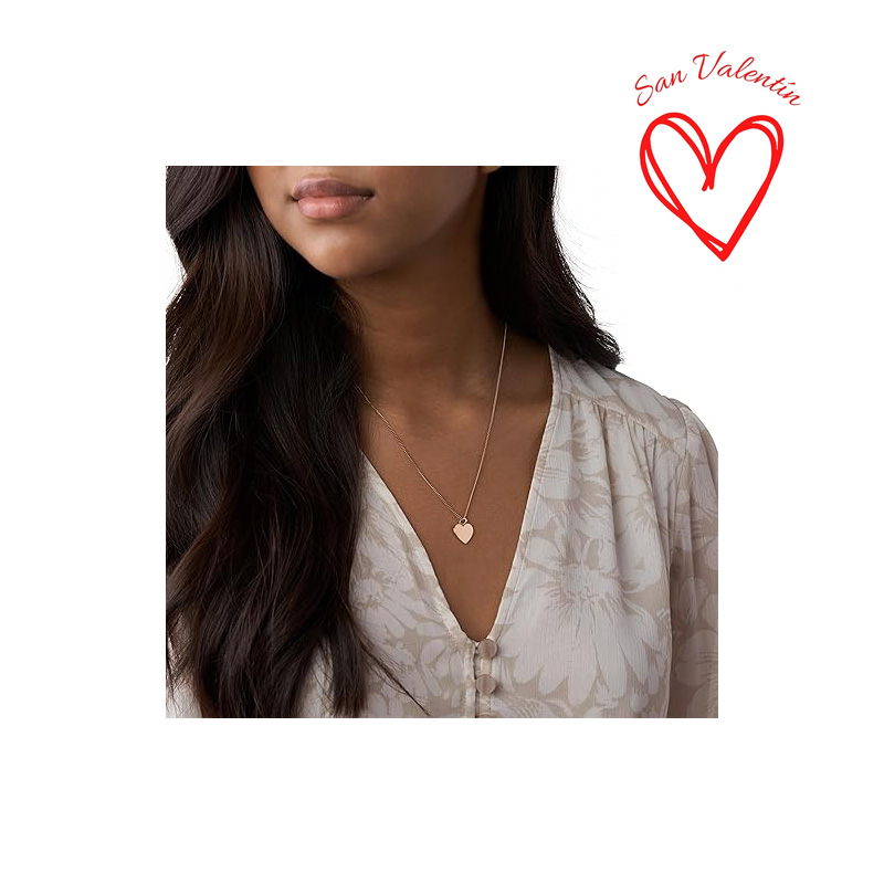 Collar De Cadena Con Colgante De Acero Inoxidable En Tono Oro Rosa - Image 2