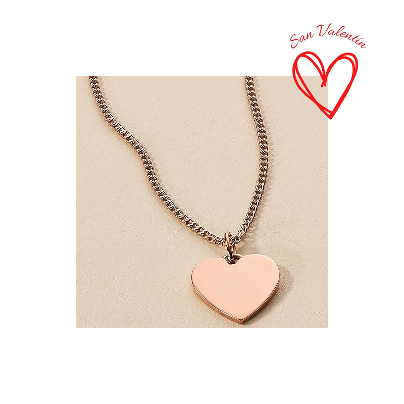 Collar De Cadena Con Colgante De Acero Inoxidable En Tono Oro Rosa - Image 3