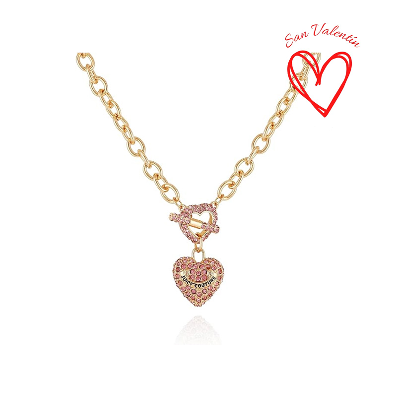 Collar Con Colgante De Corazón Dorado Y Rosa - Image 2