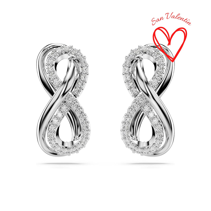 Aretes De Botón Hyperbola Símbolo Del Infinito Blancos