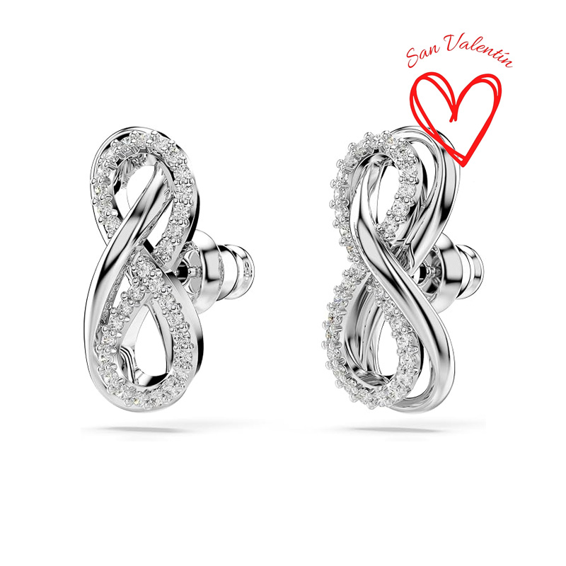 Aretes De Botón Hyperbola Símbolo Del Infinito Blancos - Image 2