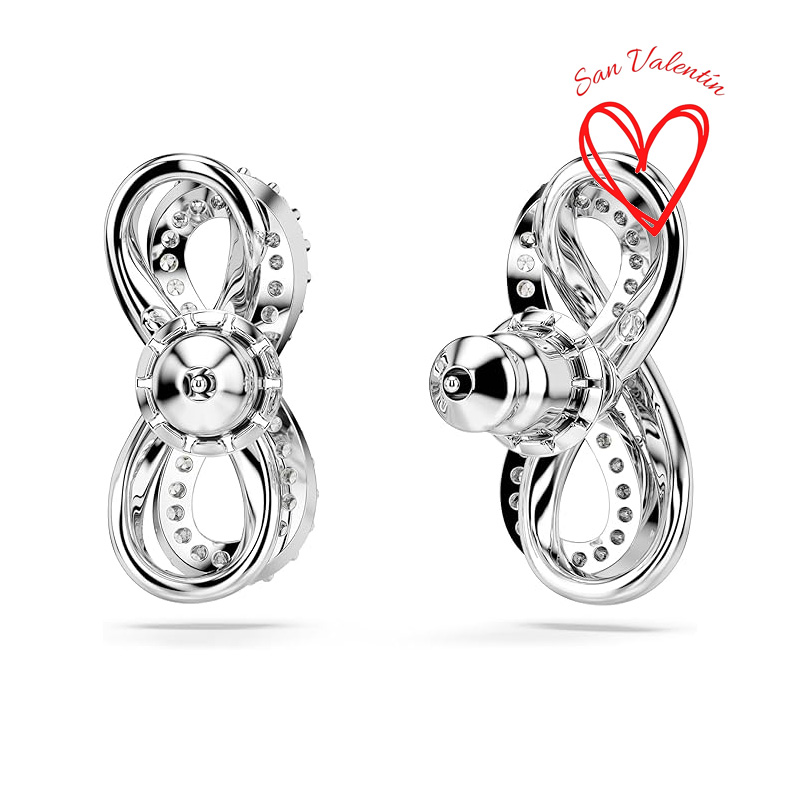 Aretes De Botón Hyperbola Símbolo Del Infinito Blancos - Image 4