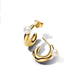 Aretes Cortos Essence de Plata P925 Acabado Baño Oro Perla