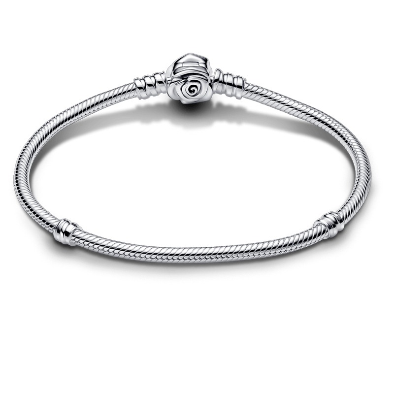 Brazalete Pandora Moments Cadena de Serpiente con Cierre Rosa Floreciendo - Image 2