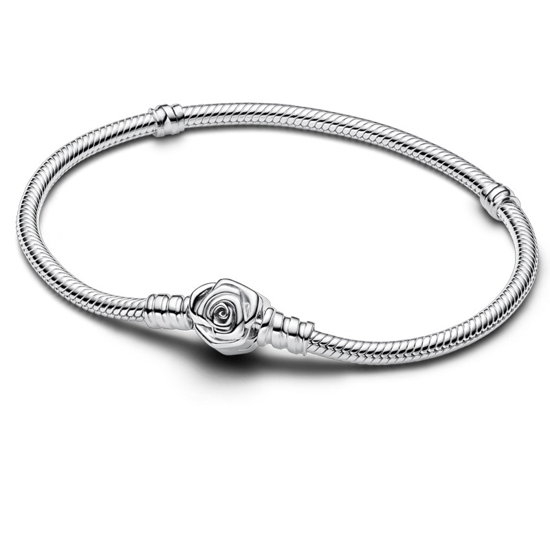 Brazalete Pandora Moments Cadena de Serpiente con Cierre Rosa Floreciendo - Image 3