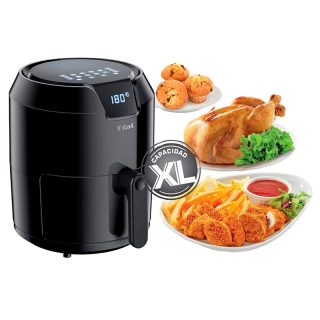 Freidora de Aire T-Fal Easy Fry con Antiadherente 4.2 L 1450 W Negra EY4018MX , 8 programas automáticos, Display Digital