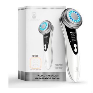 Masajeador Facial eléctrico con fototerapia de luz roja y azul Calor