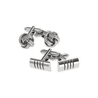 Set de 2 Juegos de Mancuernillas Metálicas Color Plata