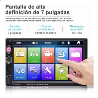 Autoestéreo 2 Din Con Pantalla Táctil 7 pulgadas Y 8 Led Cámara HIVOZ