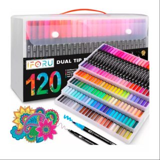 Plumones Doble Punta Pincel Iforu 120 Colores