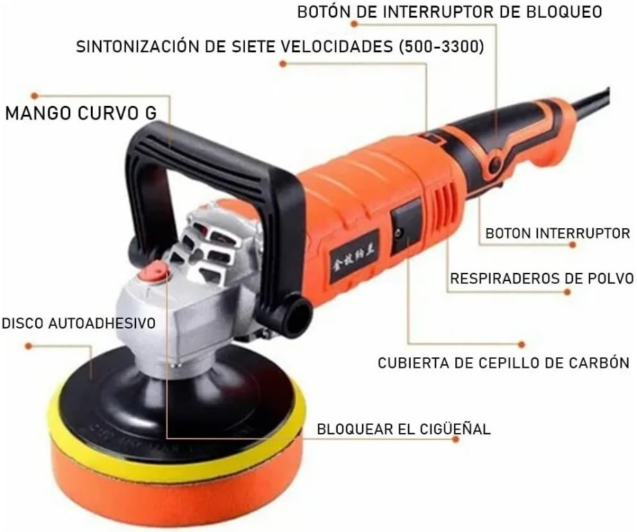 Pulidor con Mango Extraíble 1500W 18 piezas - Image 3