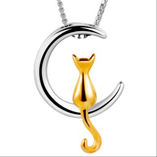 Collar de Plata S925 Luna Gato
