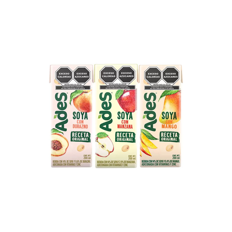 Bebida De Soya Ades Con Jugo De Frutas 36 Pzas De 200Ml Varios Sabores