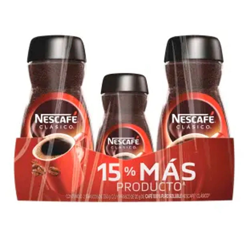 Café Soluble Nescafé Clásico 2 pzas de 350 g + 1 de 120 gNescafé Clásico