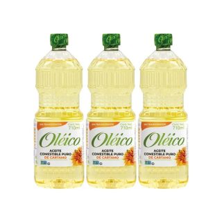 Aceite Comestible Oléico Puro de Cártamo 3 pzas 710 ml