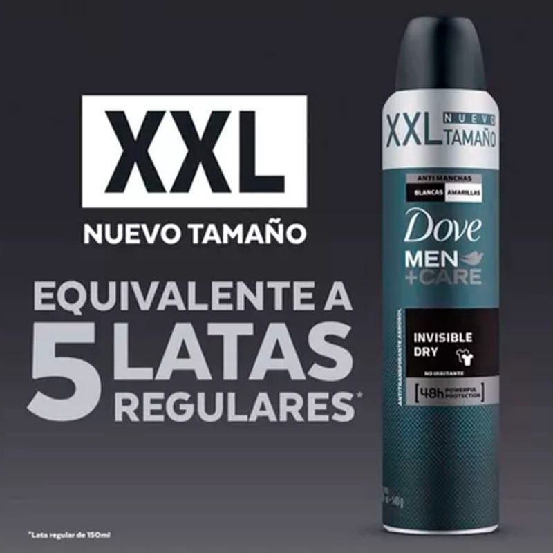 Antitranspirante en Aerosol Dove Men Care Invisible Dry XXL 3 pzas de 250 ml - Image 2