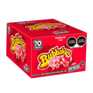 Goma de Mascar Bubbaloo Sabor Fresa con 70 pzas