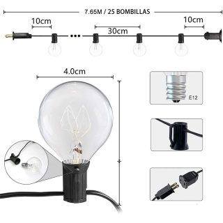 Guirnalda de 25 Bombillas 7.65m.