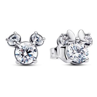 Aretes de Botón Mickey y Minnie Mouse Brillantes de Disney