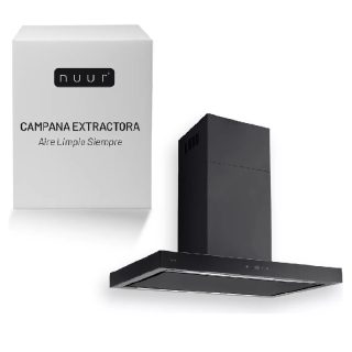 Campana de Isla en Color Negro de 90Cm Con Cuerpo en Acero Inoxidable y Control Digital Con Wifi