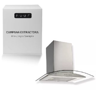 Campana Extractora A Pared Acero Inoxidable Y Cristal Templado 60 Cm