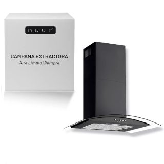 Campana Extractora a Pared Acero Inoxidable de Cristal Templado 60 Cm Color Negro