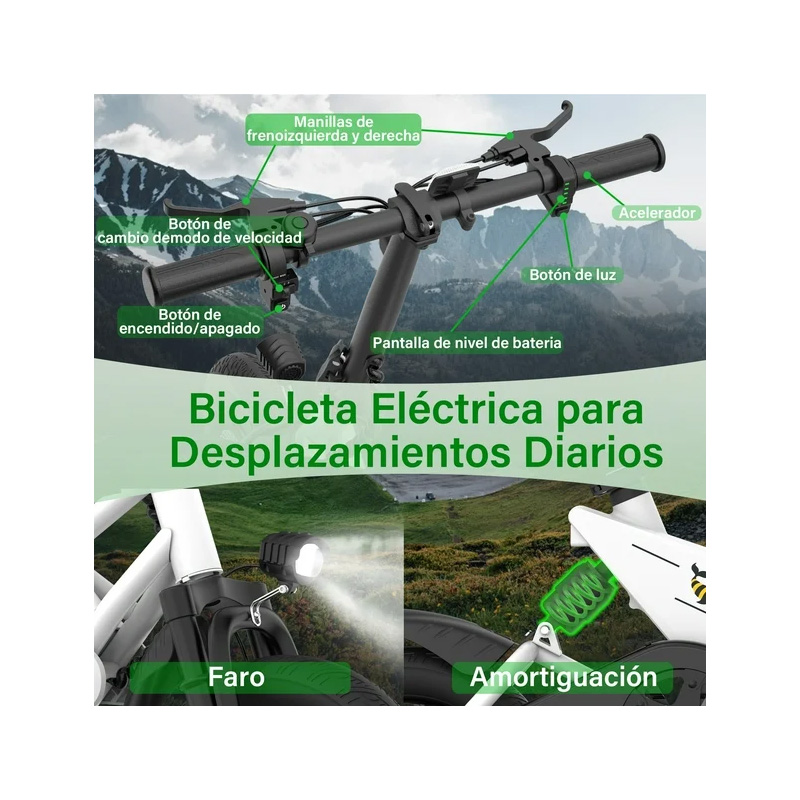 Bicicleta Electrica Plegable Honey Whale S4 Blanco - Image 4