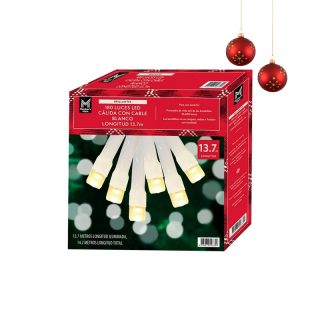 180 Luces Led Cálida con Cable Blanco Members Mark 13.7 m