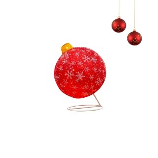 Esfera Gigante Navideña Roja De Tela Cn Luces Led 77cm Base Metal