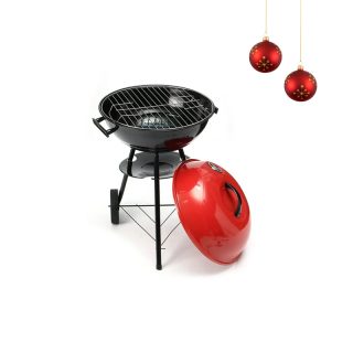 Asador Al Carbon Aquila Circular Con Ruedas Rojo/Negro 