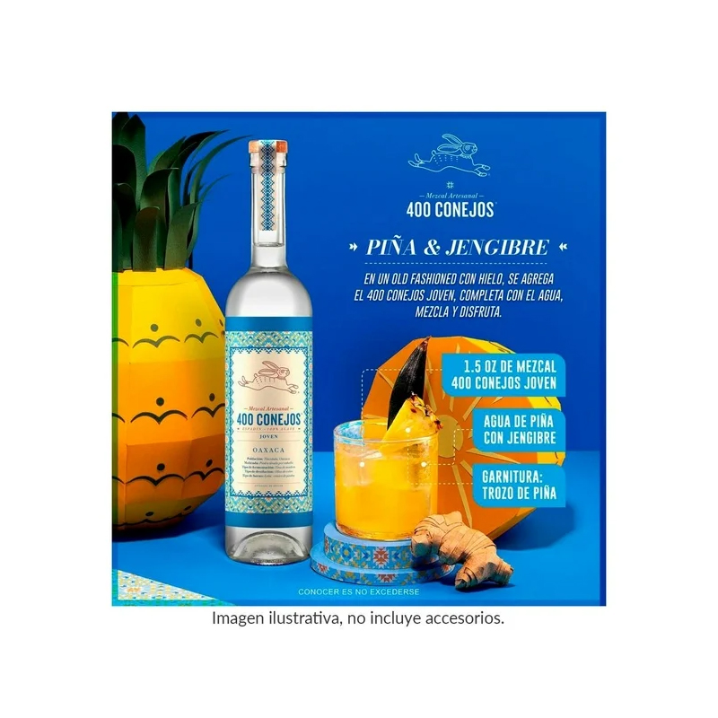 Mezcal 400 Conejos Espadín Joven 750 ml - Image 2