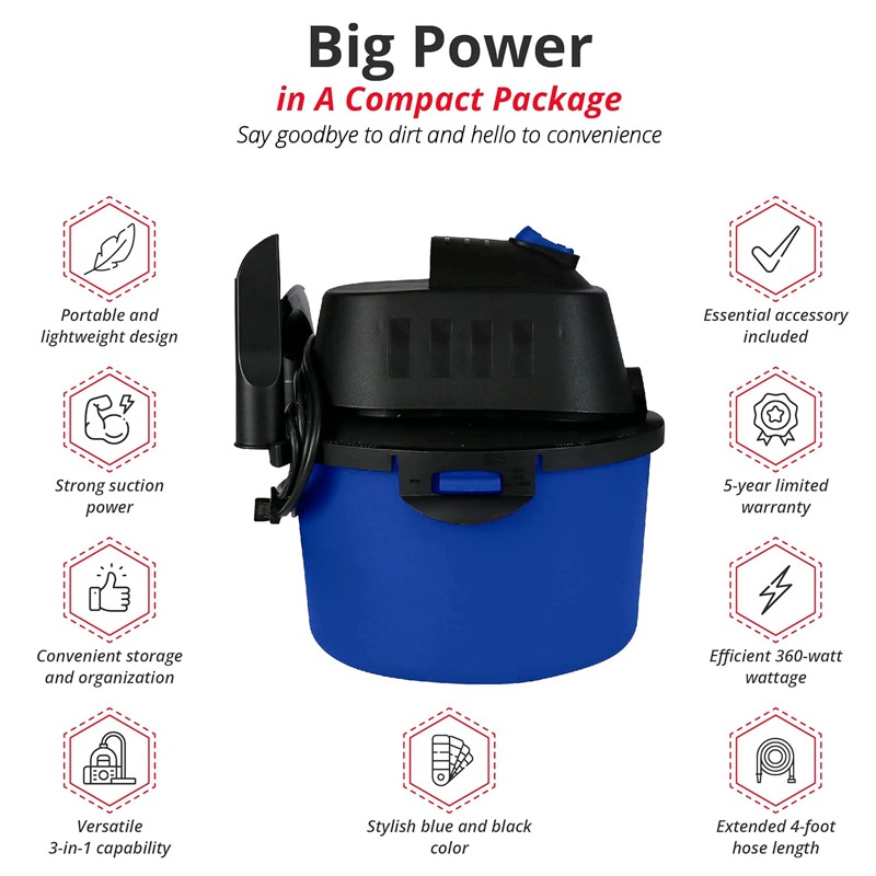 Aspiradora Seco Mojado 3 en 1 con Sistema de Expulsión de Aire - Image 3