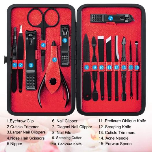 Kit Manicure 15 en 1 de acero inoxidable - Image 3