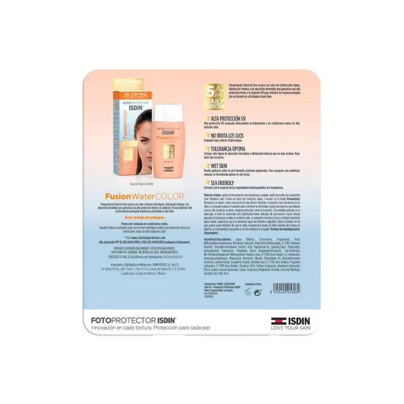 Fotoprotector ISDIN Fusion Water Color con FPS 50 2 pzas de 50 ml - Image 3