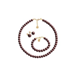 Aretes collar y pulsera Zvezda Aurore 18 k perla de cristal