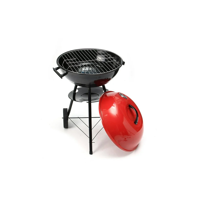 Asador Al Carbon Aquila Circular Con Ruedas Rojo/Negro
