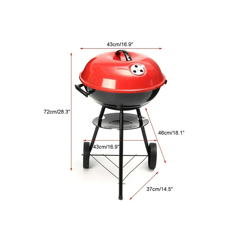 Asador Al Carbon Aquila Circular Con Ruedas Rojo/Negro - Image 3