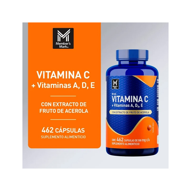Suplemento Alimenticio Members Mark Vitamina C con Extracto de Fruto de Acerola 462 Cápsulas de 500 mg c/u - Image 3