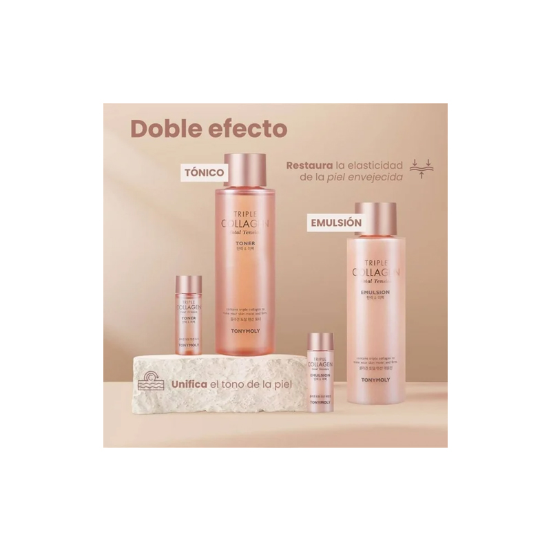 Set Triple Colágeno Skin Care TonyMoly Tónico 200 ml + 20 ml y Emulsión 200 ml + 20 ml - Image 2