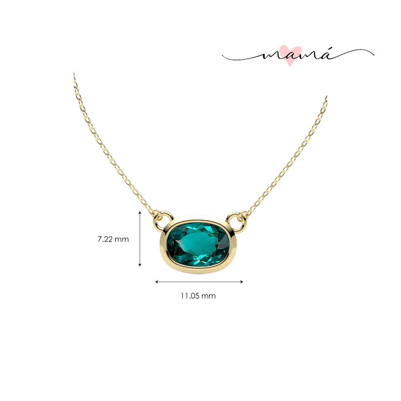 Collar Con Dije Verde Ovalado de Oro 14 K - Image 4