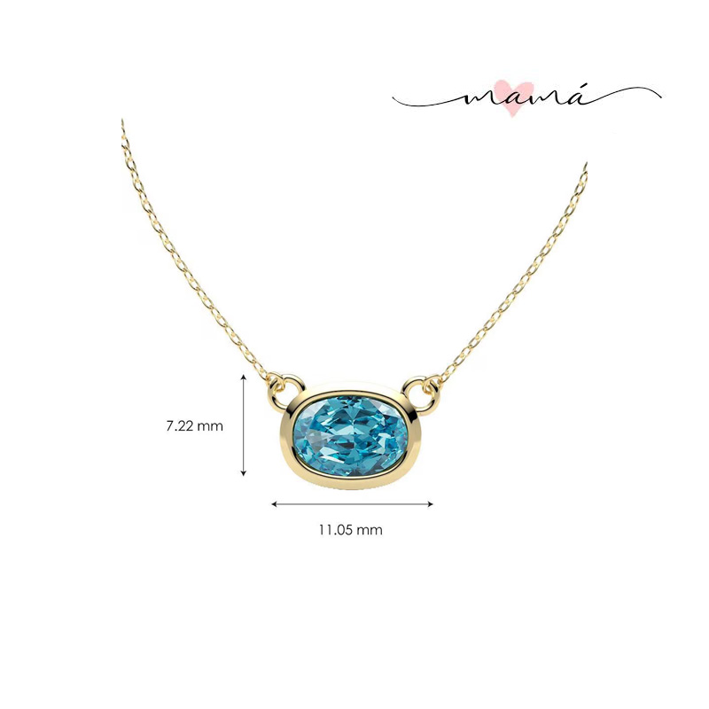 Collar Con Dije Azul Ovalado de Oro 14 K - Image 4