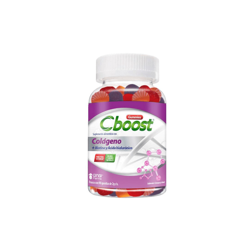 C Boost Colágeno + Biotina y Ácido Hialurónico Gomitas Sabores: Cereza y Acaí