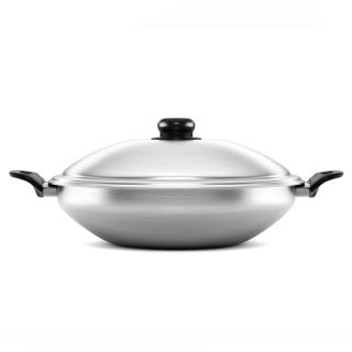 Wok 36 Silver Asa negro 2.0 mm con tapa, rejilla, espumadera y pinzas GUI